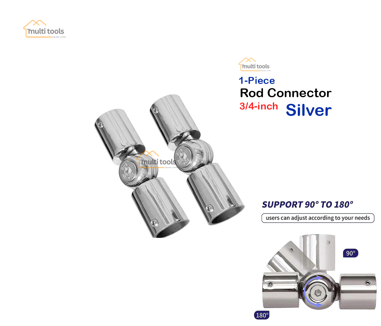 Rod Connector Silver For (3/4 Inch)